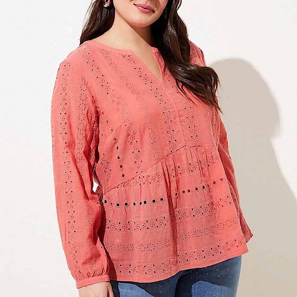 LOFT Eyelet Peplum Top